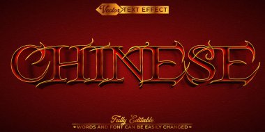 Altın Çince Vektör Düzenlenebilir Metin Şablonu