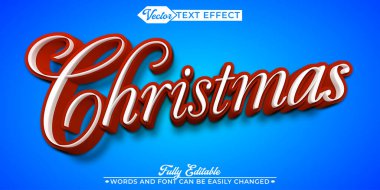 Mavi Çizgi Film Noel Vektörü Düzenlenebilir Metin Efekti Şablonu