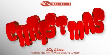 Kırmızı Çizgi Film Noel Vektörü Düzenlenebilir Metin Efekti Şablonu