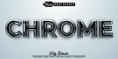 Parlak Krom Vektör Düzenlenebilir Metin Efekti Şablonu