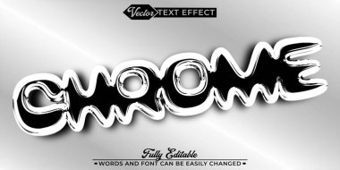 Çizgi film Krom Vektör Düzenlenebilir Metin Efekti Şablonu