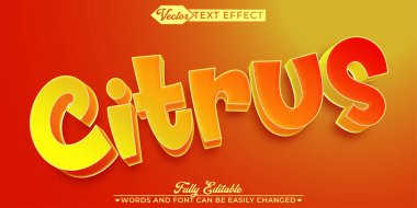 Çizgi film Turuncu Citrus Vektör Düzenlenebilir Metin Efekti Şablonu