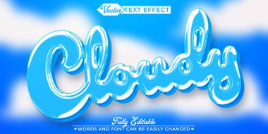 Çizgi film Bulut Vektörü Düzenlenebilir Metin Efekti Şablonu