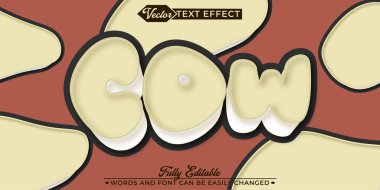 Çizgi film Çiftliği Hayvan İnek Vektörü Düzenlenebilir Metin Efekti Şablonu