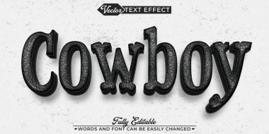 Kovboy Vektör Düzenlenebilir Metin Efekti Şablonu