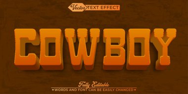  Kırmızı Eskimiş Kovboy Vektör Düzenlenebilir Metin Efekti Şablonu