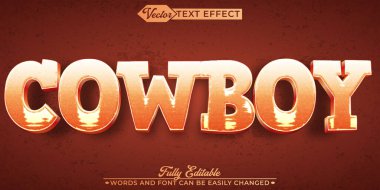 Kırmızı Eskimiş Kovboy Vektör Düzenlenebilir Metin Efekti Şablonu