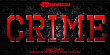 Kırmızı Suç Vektörü Düzenlenebilir Metin Efekti Şablonu