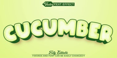 Çizgi film Sebze Salatalık Vektörü Düzenlenebilir Metin Efekti Şablonu