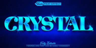 Mavi Parlak Kristal Vektör Düzenlenebilir Metin Efekti Şablonu