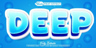 Mavi Çizgi film Derin Vektör Düzenlenebilir Metin Efekti Şablonu