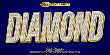 Lüks Parlak Mücevher Elmas Vektör Düzenlenebilir Metin Efekti Şablonu