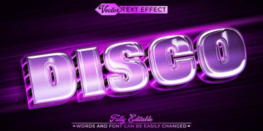 Mor Parlak Ayna Topu Disko Vektör Düzenlenebilir Metin Efekti Templ