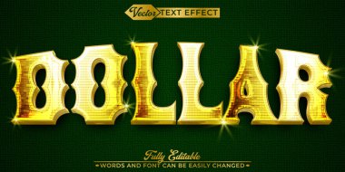 Parlak Altın Dolarlık Vektör Düzenlenebilir Metin Efekti Şablonu