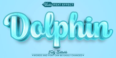 Cartoon Blue Aqua Dolphin Vector Editable Text Effect Template