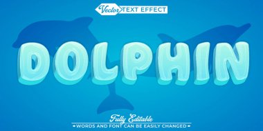 Cartoon Blue Aqua Dolphin Vector Editable Text Effect Template