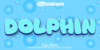 Cartoon Blue Aqua Dolphin Vector Editable Text Effect Template