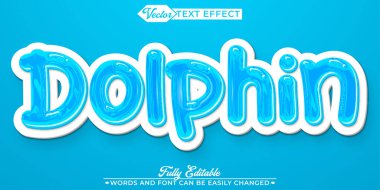 Cartoon Blue Aqua Dolphin Vector Editable Text Effect Template