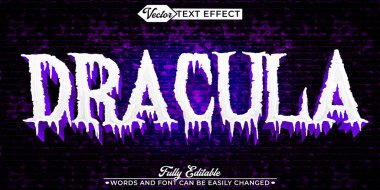 Mor Korku Drakula Vektör Düzenlenebilir Metin Efekti Şablonu