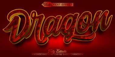  Efsanevi ve Ateşli Ejderha Vektörü Düzenlenebilir Metin Etkisi