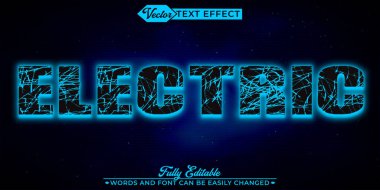 Mavi Elektrik Vektörü Düzenlenebilir Metin Efekti Şablonu
