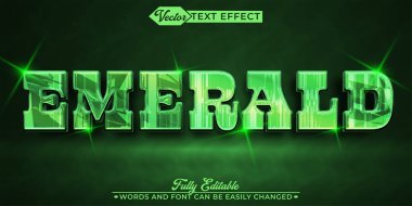 Yeşil Parlak Mücevher Zümrüt Vektör Düzenlenebilir Metin Efekti Şablonu