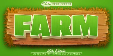 Çizgi film Yeşil Çiftlik Vektörü Düzenlenebilir Metin Efekti Şablonu