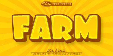 Çizgi film Turuncu Çiftlik Vektörü Düzenlenebilir Metin Efekti Şablonu