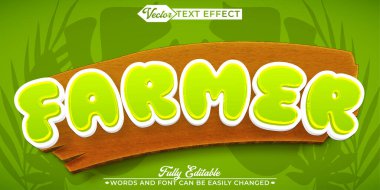 Çizgi film Çiftçi Vektör Düzenlenebilir Metin Efekti Şablonu