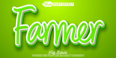 Çizgi film Çiftçi Vektör Düzenlenebilir Metin Efekti Şablonu