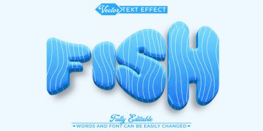 Çizgi film Mavi Balık Vektörü Düzenlenebilir Metin Efekti Şablonu