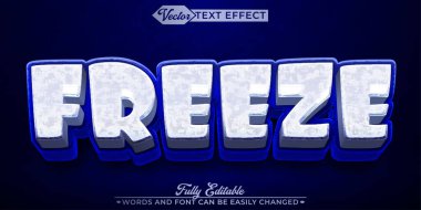 Soğuk Mavi Donmuş Vektör Düzenlenebilir Metin Efekti Şablonu