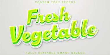 Yeşil Taze Sebze Vektörü Düzenlenebilir Metin Efekti Şablonu