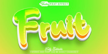 Çizgi film Renkli Meyve Vektörü Düzenlenebilir Metin Efekti Şablonu