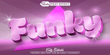 Parlak Pembe Funk Vektör Düzenlenebilir Metin Efekti Şablonu