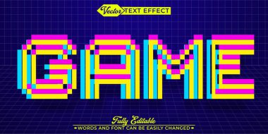 Piksel Renkli Oyun Vektörü Düzenlenebilir Metin Efekti Şablonu