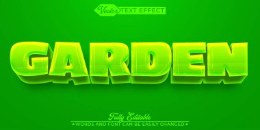 Çizgi film Yeşil Bahçe Vektörü Düzenlenebilir Metin Efekti Şablonu