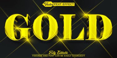 Parlak Lüks Altın Vektör Düzenlenebilir Metin Efekti Şablonu