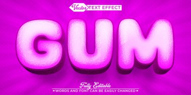 Çizgi film Pembe Sakız Vektörü Düzenlenebilir Metin Efekti Şablonu