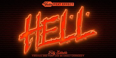 Kırmızı Korku Cehennem Vektörü Düzenlenebilir Metin Efekti Şablonu
