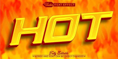 Çizgi film Sıcak Ateş Vektörü Düzenlenebilir Metin Efekti Şablonu