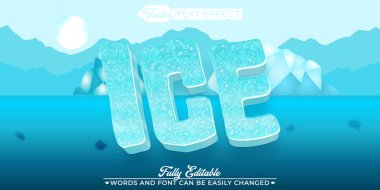 Çizgi film Soğuk Buz Vektörü Düzenlenebilir Metin Efekti Şablonu