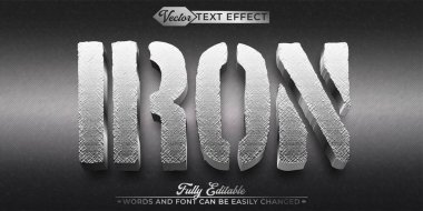 Gümüş Demir Vektör Düzenlenebilir Metin Efekti Şablonu