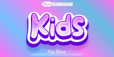 Çocuk Çocuk Vektörü Düzenlenebilir Metin Efekti Şablonu