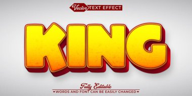 Çizgi film Beyaz ve Sarı Kral Vektör Düzenlenebilir Metin Efekti Templa