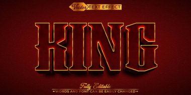 Kırmızı Kral Krallığı Vektör Düzenlenebilir Metin Efekti Şablonu