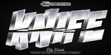  Gümüş Parlak Bıçak Vektörü Düzenlenebilir Metin Efekti Şablonu