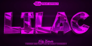 Parlak Mor Leylak Vektörü Düzenlenebilir Metin Efekti Şablonu