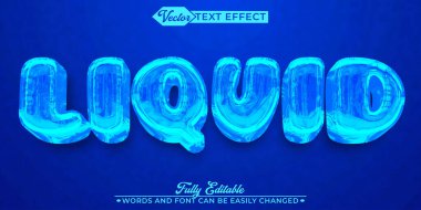 Çizgi film Mavi Sıvı Su Vektörü Düzenlenebilir Metin Efekti Şablonu
