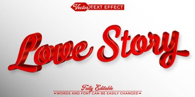 Parlak Kırmızı Aşk Öyküsü Vektörü Düzenlenebilir Metin Efekti Şablonu